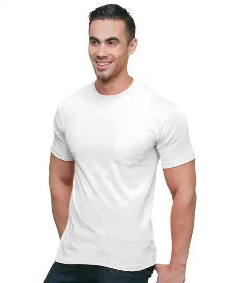 Bayside 3015 Union-made Short Sleeve T-shirt with a Pocket - White
