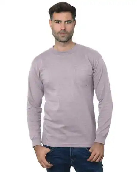 Bayside 3055 Union-made Long Sleeve T-shirt with a Pocket - Dark Ash