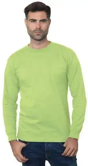 Bayside 3055 Union Made Long Sleeve t Shirt with a Pocket Lime Green