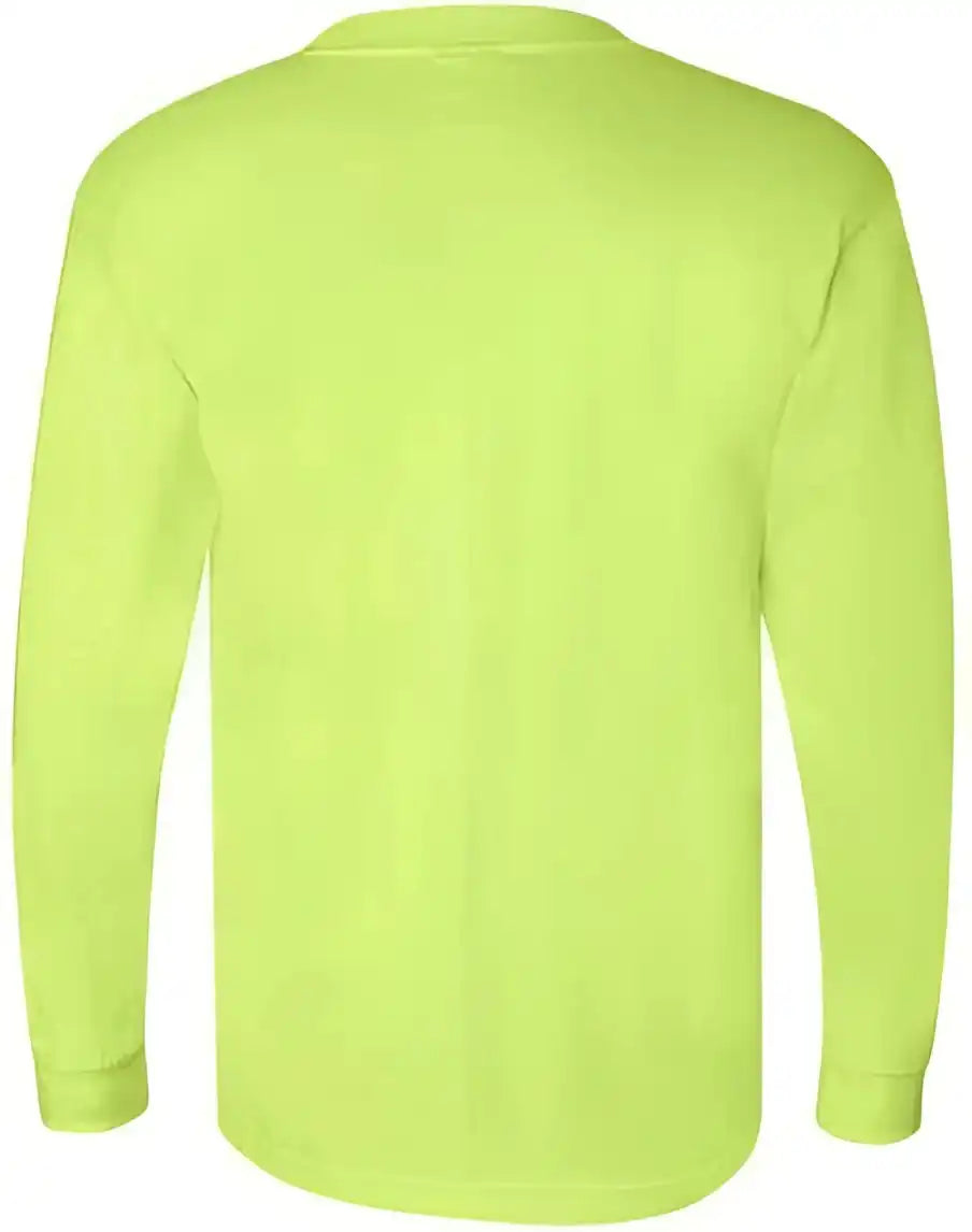 Bayside 3055 Union-made Long Sleeve T-shirt with a Pocket - Lime Green