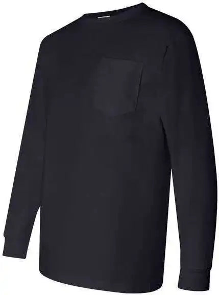 Bayside 3055 Union Made Long Sleeve t Shirt with a Pocket Navy