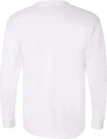Bayside 3055 Union Made Long Sleeve t Shirt with a Pocket White
