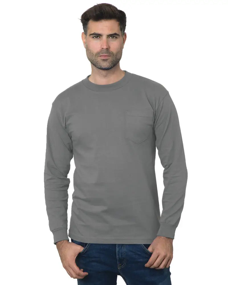 Bayside 3055b Union-made Long Sleeve Pocket T-shirt - 3055 - Charcoal
