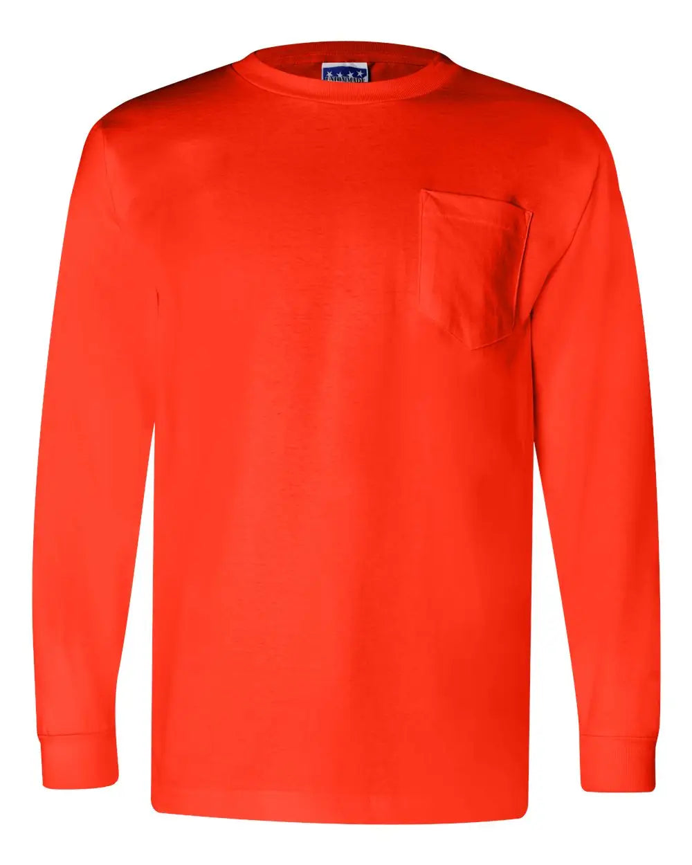 Bayside 3055b Union-made Long Sleeve Pocket T-shirt - 3055 - Orange - Adult s