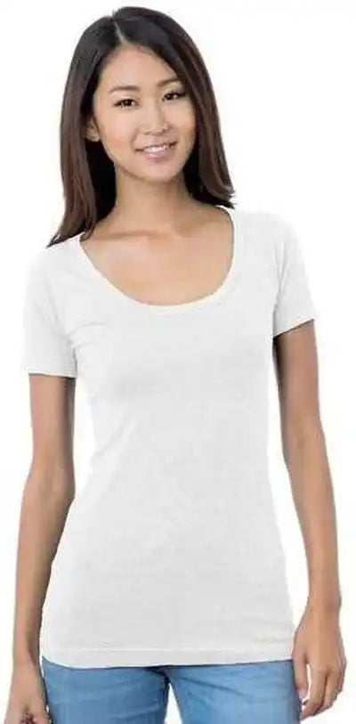 Bayside 3405 Women’s Usa-made Scoop Neck Tee - White