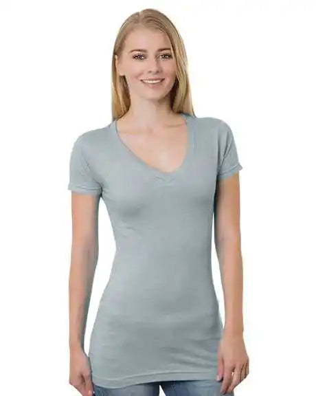 Bayside 3407 Women’s Usa-made V-neck Tee - Dark Ash
