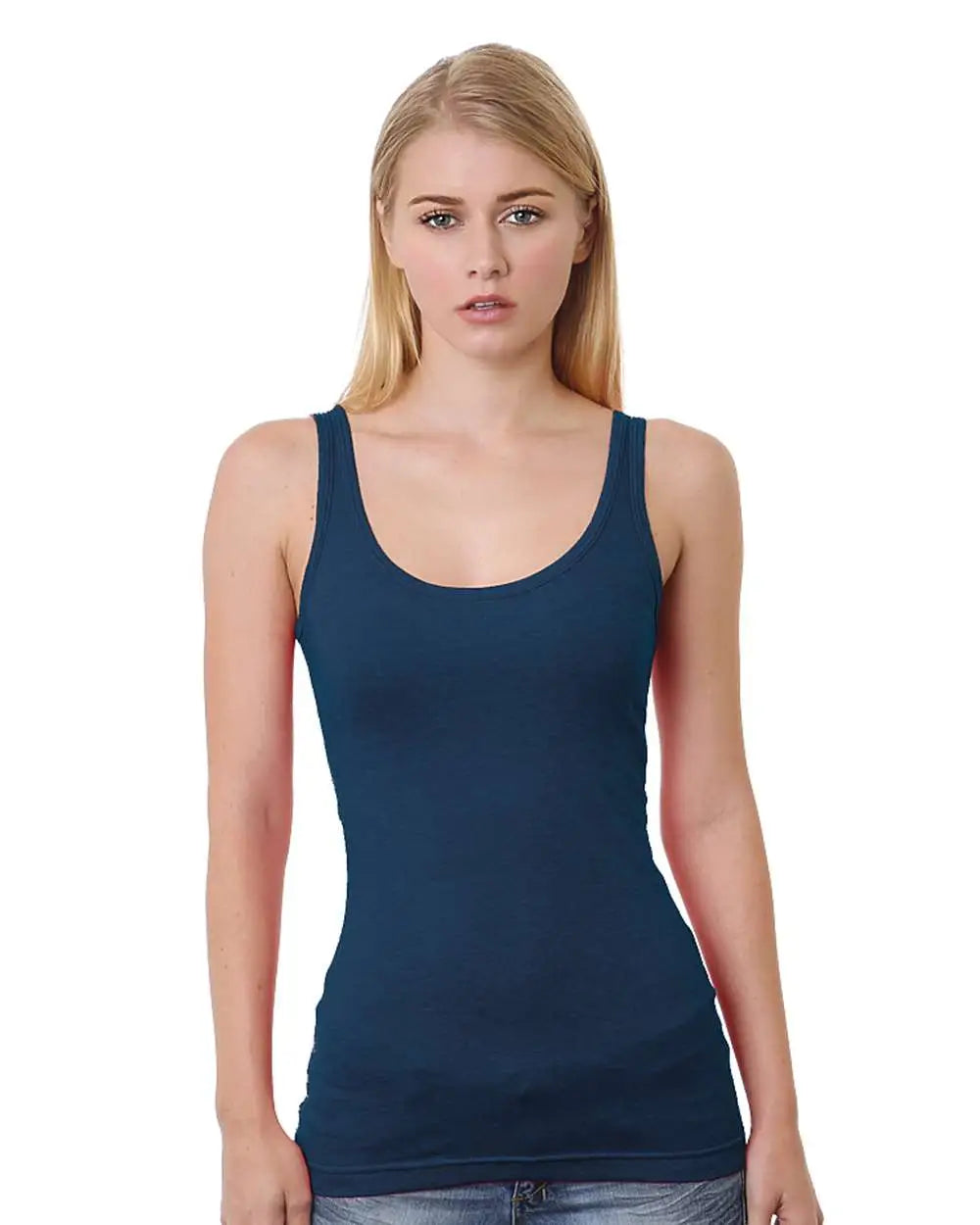 Bayside 3410 Women’s Usa-made Tank Top - Heather Navy