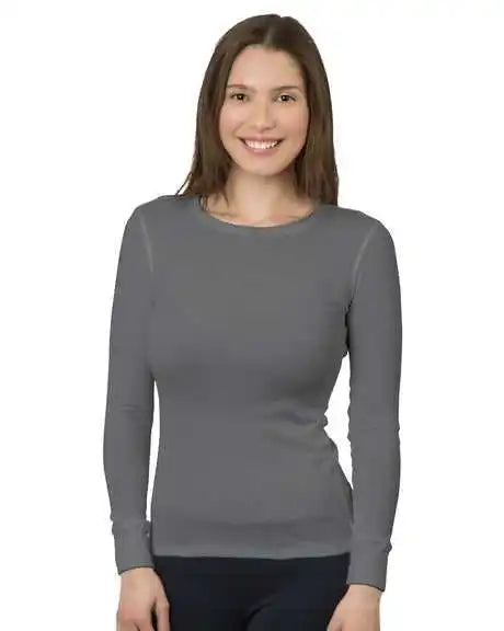 Bayside 3420 Women’s Usa-made Long Sleeve Thermal - Charcoal