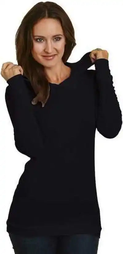 Bayside 3425 Women’s Usa-made Soft Thermal Hoodie - Black