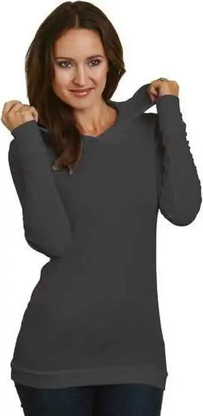 Bayside 3425 Women’s Usa-made Soft Thermal Hoodie - Charcoal