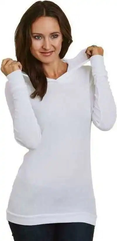 Bayside 3425 Women’s Usa-made Soft Thermal Hoodie - White