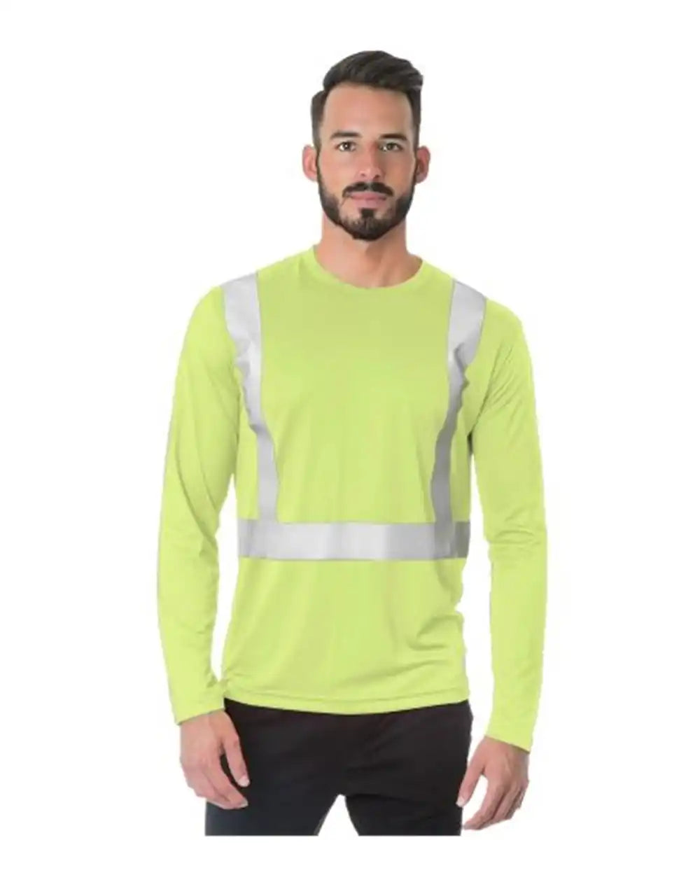 Bayside 3742b Usa-made Hi-visibility Long Sleeve Performance T-shirt - 3742 - Lime Green - s