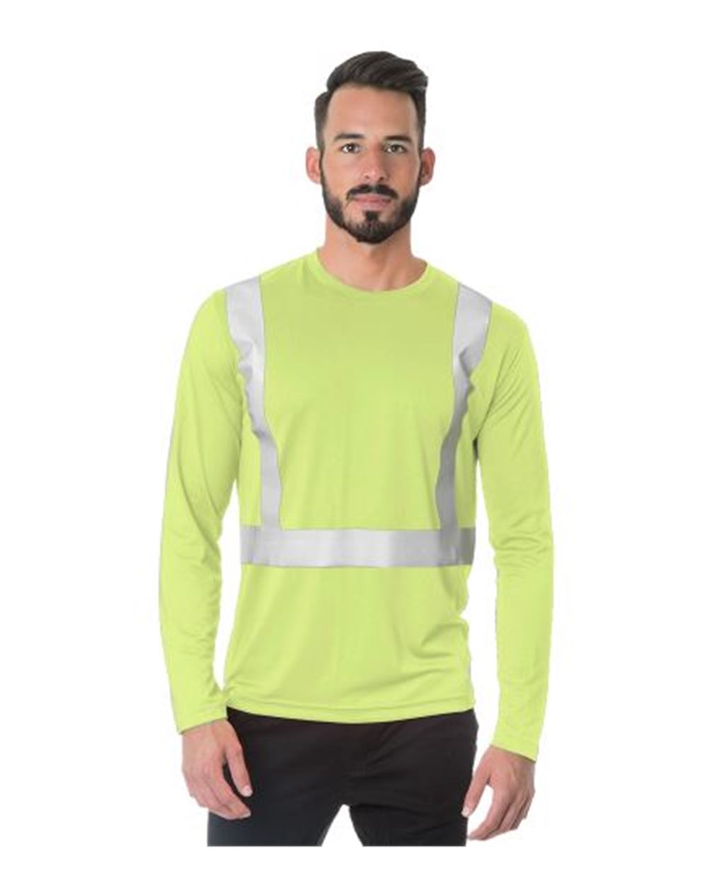 Bayside 3742b Usa-made Hi-visibility Long Sleeve Performance T-shirt - 3742 - Lime Green