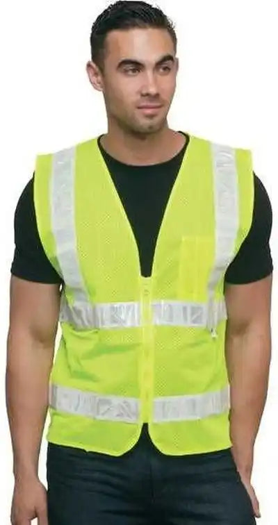 Bayside 3785 Usa Made Mesh Safety Vest Lime Green