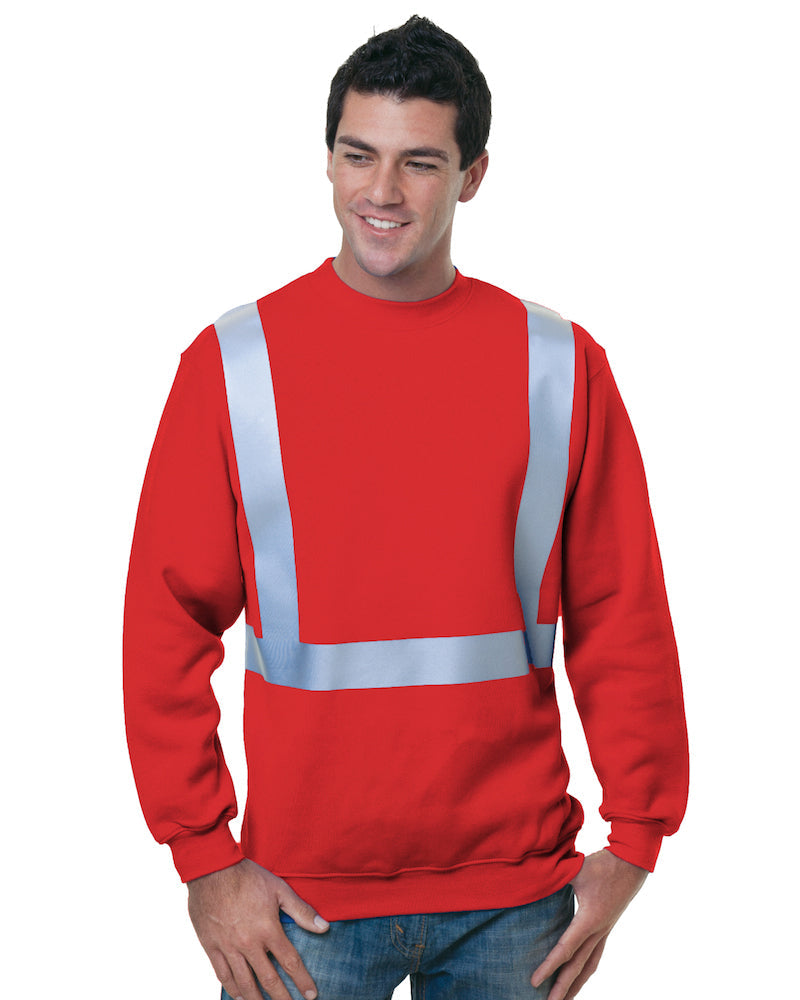 Bayside 3792 Usa-made Hi-visibility Crewneck Sweatshirt - Red