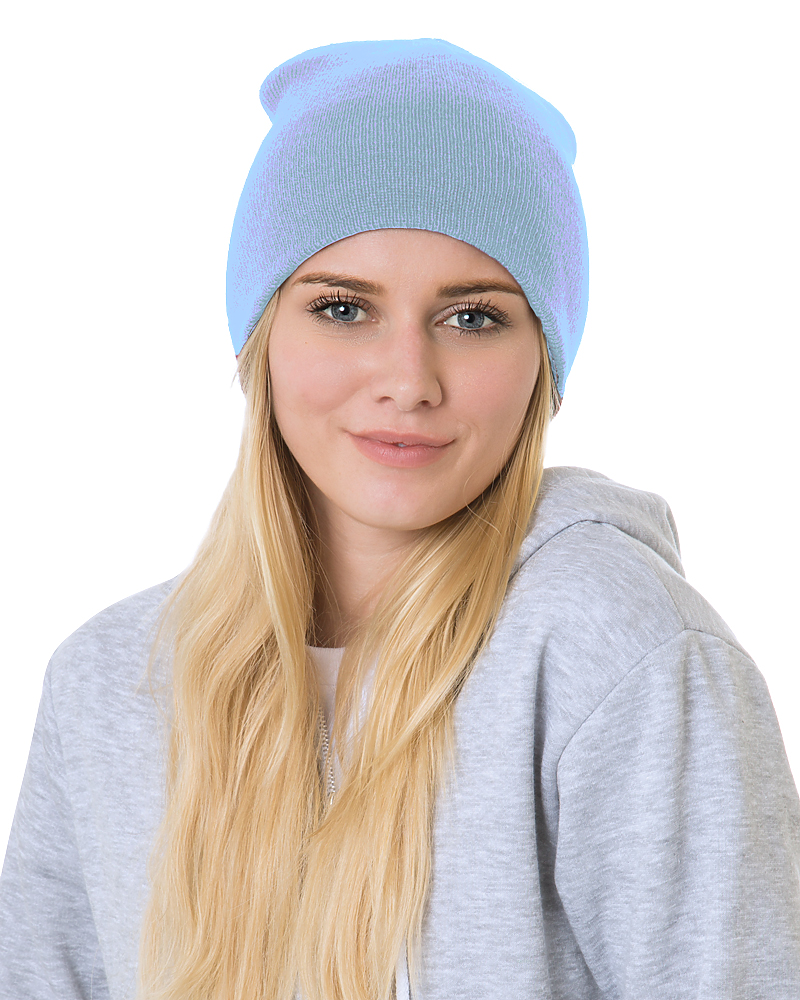 Bayside 3810b Usa-made 8½’ Inch Knit Beanie - 3810 - Light Blue