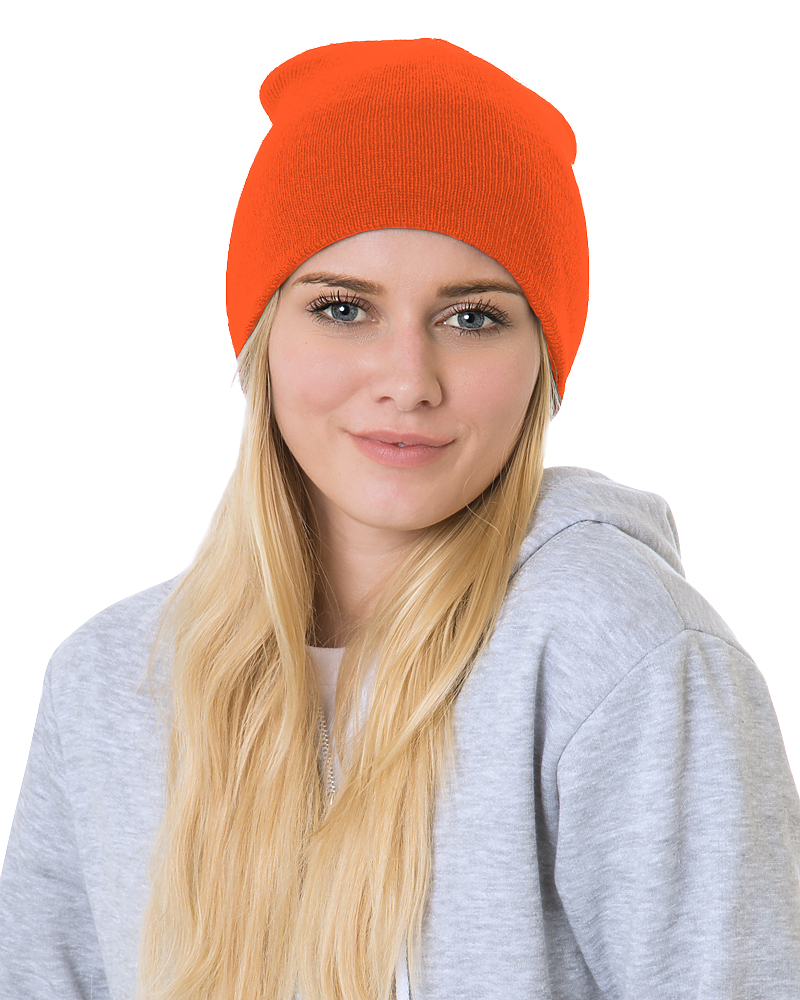 Bayside 3810b Usa-made 8½’ Inch Knit Beanie - 3810 - Orange