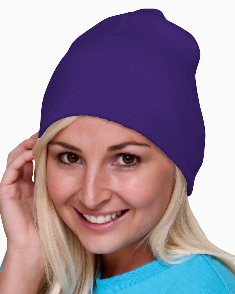 Bayside 3810b Usa-made 8½’ Inch Knit Beanie - 3810 - Purple
