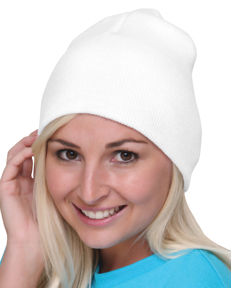 Bayside 3810b Usa-made 8½’ Inch Knit Beanie - 3810 - White