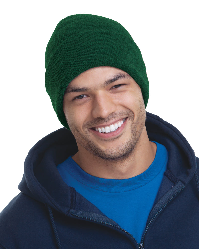 Bayside 3825ba Usa-made 12’’ Knit Cuffed Beanie - 3825 - Forest Green