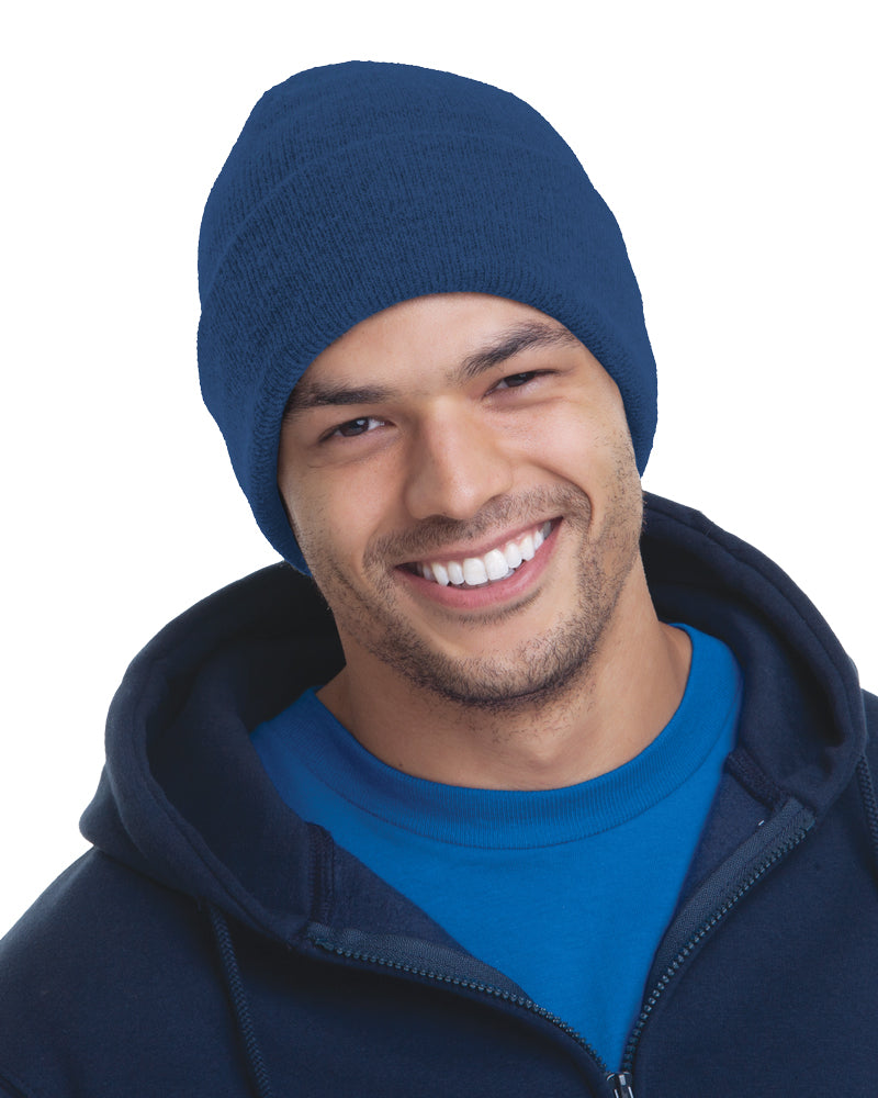 Bayside 3825ba Usa-made 12’’ Knit Cuffed Beanie - 3825 - Navy
