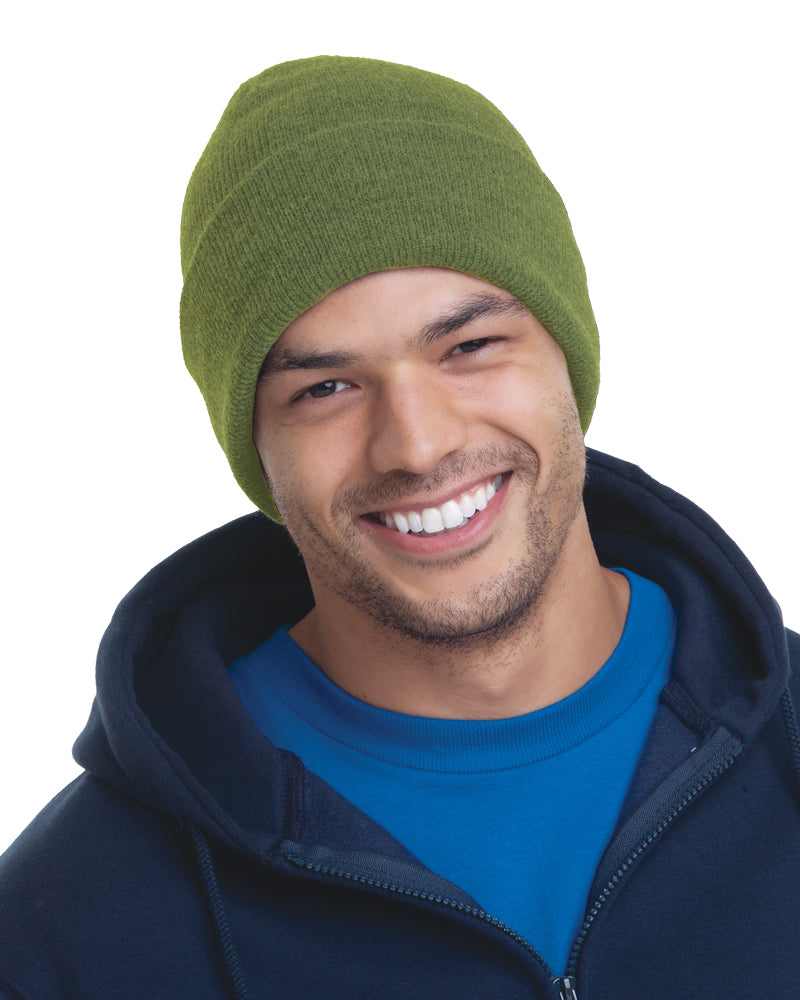 Bayside 3825ba Usa-made 12’’ Knit Cuffed Beanie - 3825 - Olive