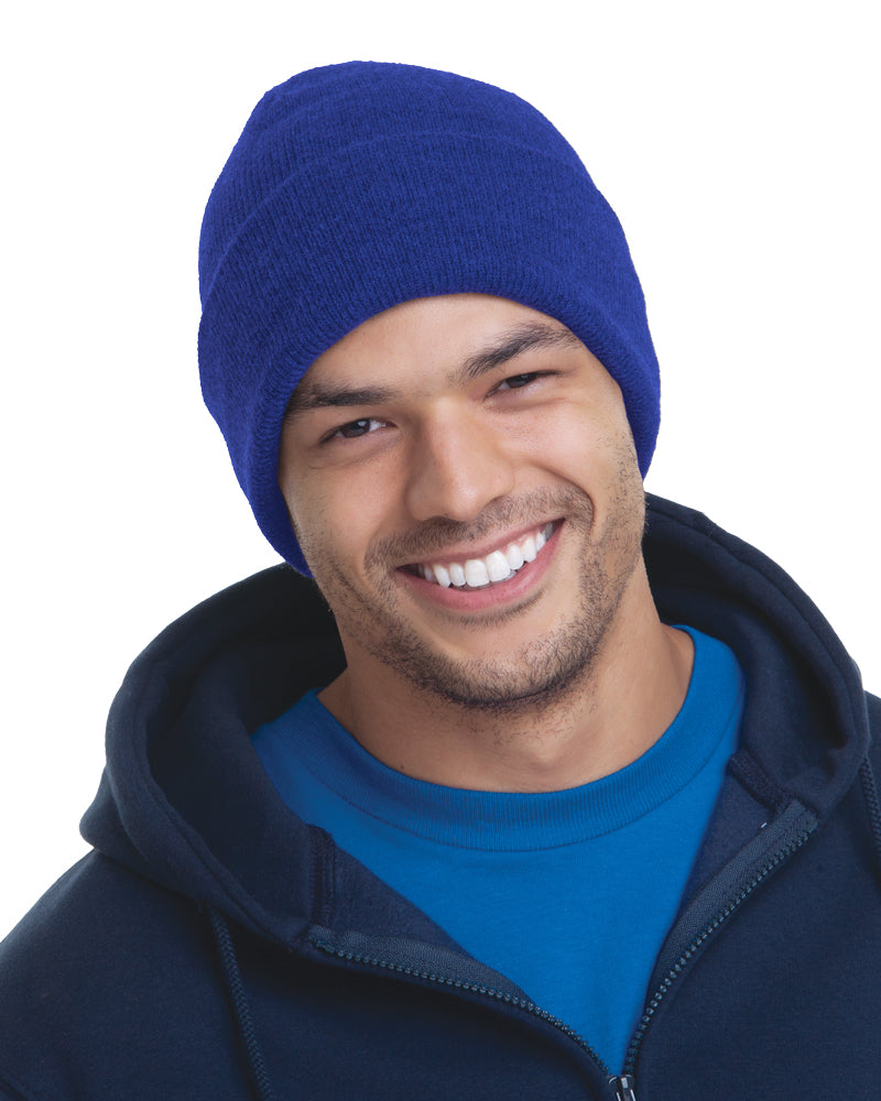 Bayside 3825ba Usa-made 12’’ Knit Cuffed Beanie - 3825 - Royal Blue