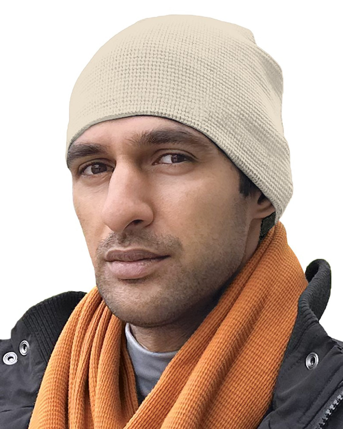 Bayside 3835 Usa-made 8’’ Cotton Thermal Beanie - Cream