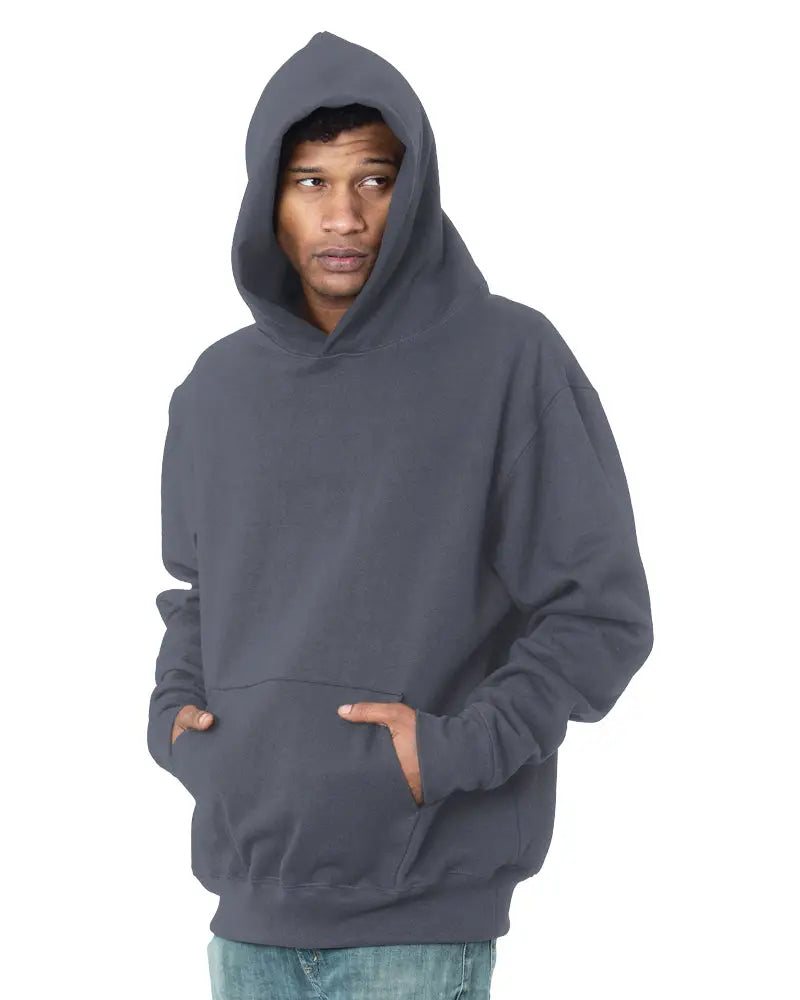 Bayside 4000b Usa-made Super Heavy Oversized Hooded Sweatshirt - 4000 - Dark Gray