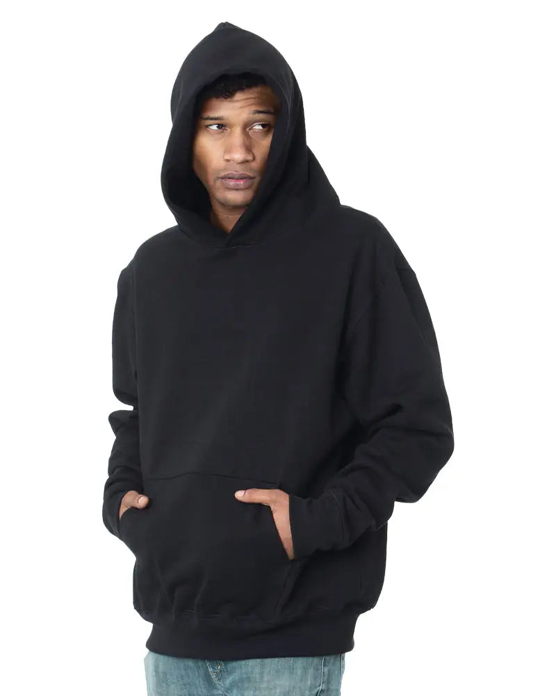Bayside 4000b Usa-made Super Heavy Oversized Hooded Sweatshirt - 4000 - Black