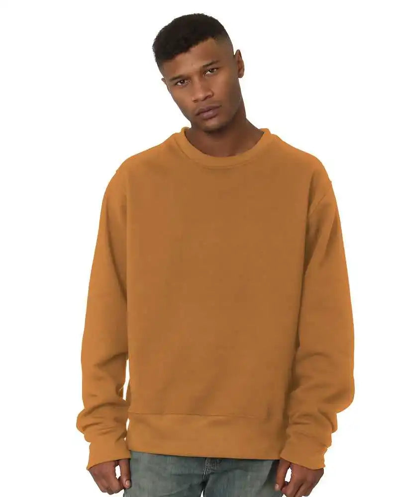Bayside 4025 Usa Made Super Heavy Oversized Crewneck Sweatshirt Caramel Brown