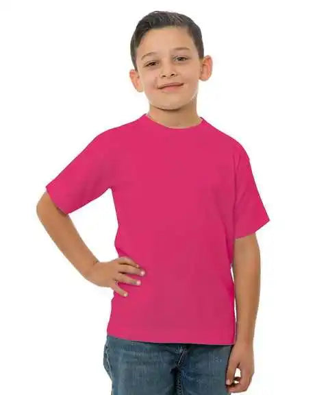Bayside 4100 Usa Made Youth t Shirt Bright Pink