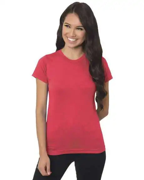 Bayside 4990 Women’s Usa-made Fine Jersey Tee - Heather Red