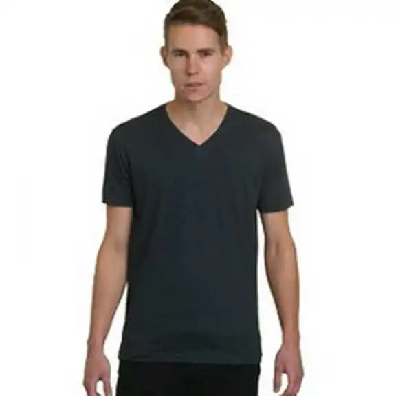 Bayside 5025 Usa-made V-neck T-shirt - Heather Charcoal