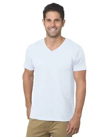 Bayside 5025 Usa-made V-neck T-shirt - White