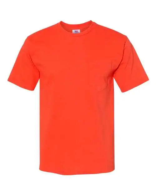Bayside 5070 Usa-made Short Sleeve T-shirt with a Pocket - Bright Orange