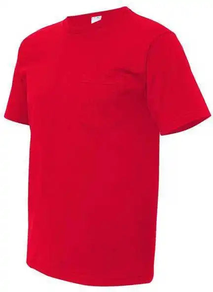 Bayside 5070 Usa-made Short Sleeve T-shirt with a Pocket - Red