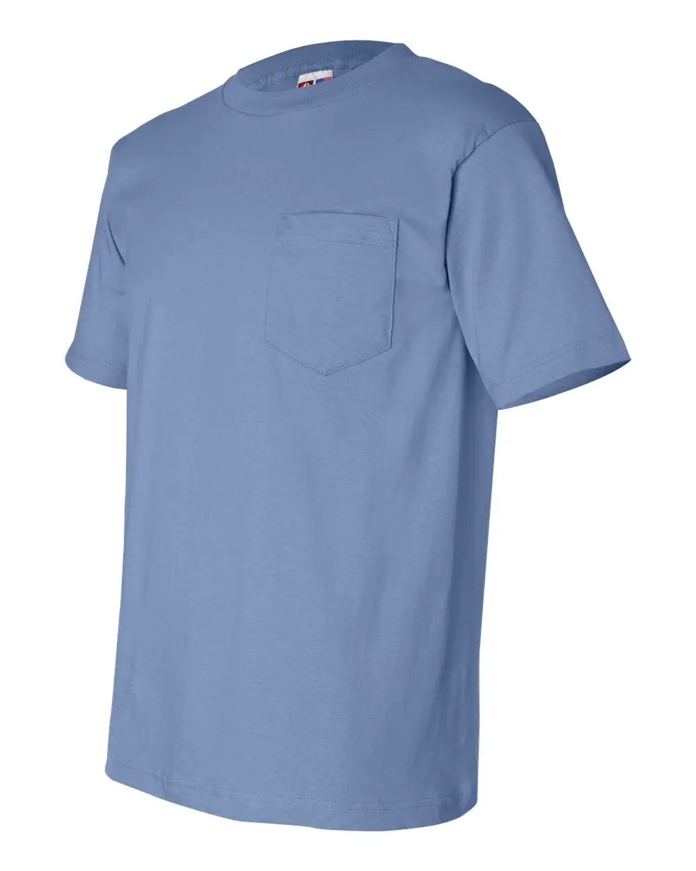 Bayside 7100 Usa-made Pocket T-shirt - Carolina Blue