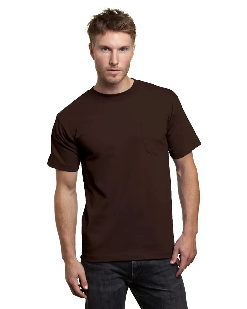 Bayside 7100 Usa-made Pocket T-shirt - Chocolate