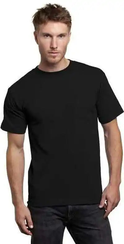 Bayside 7100 Usa Made Short Sleeve t Shirt with a Pocket Black
