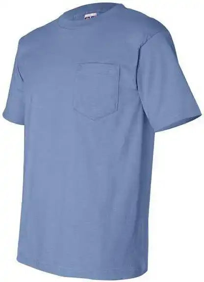 Bayside 7100 Usa-made Short Sleeve T-shirt with a Pocket - Carolina Blue