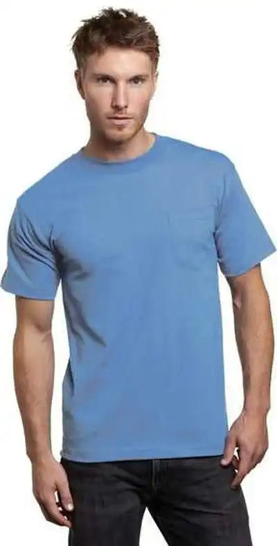 Bayside 7100 Usa-made Short Sleeve T-shirt with a Pocket - Carolina Blue