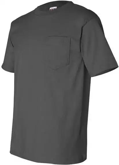 Bayside 7100 Usa Made Short Sleeve t Shirt with a Pocket Charcoal