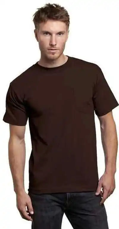 Bayside 7100 Usa-made Short Sleeve T-shirt with a Pocket - Chocolate