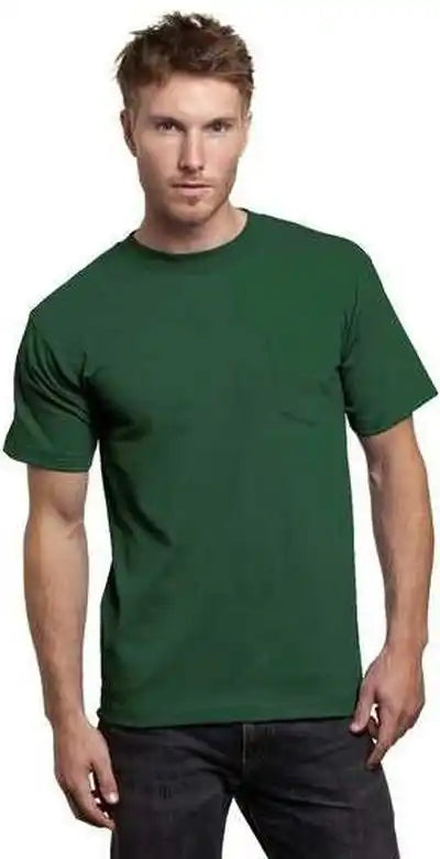 Bayside 7100 Usa Made Short Sleeve t Shirt with a Pocket Forest Green