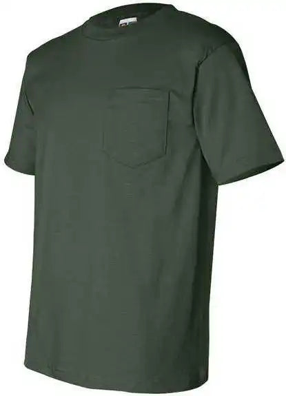 Bayside 7100 Usa Made Short Sleeve t Shirt with a Pocket Forest Green