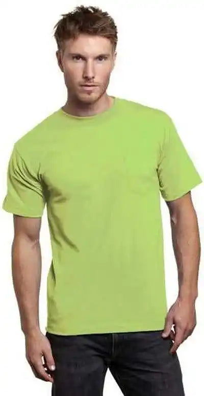 Bayside 7100 Usa Made Short Sleeve t Shirt with a Pocket Lime Green