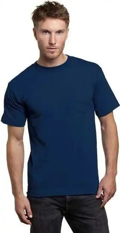 Bayside 7100 Usa Made Short Sleeve t Shirt with a Pocket Navy