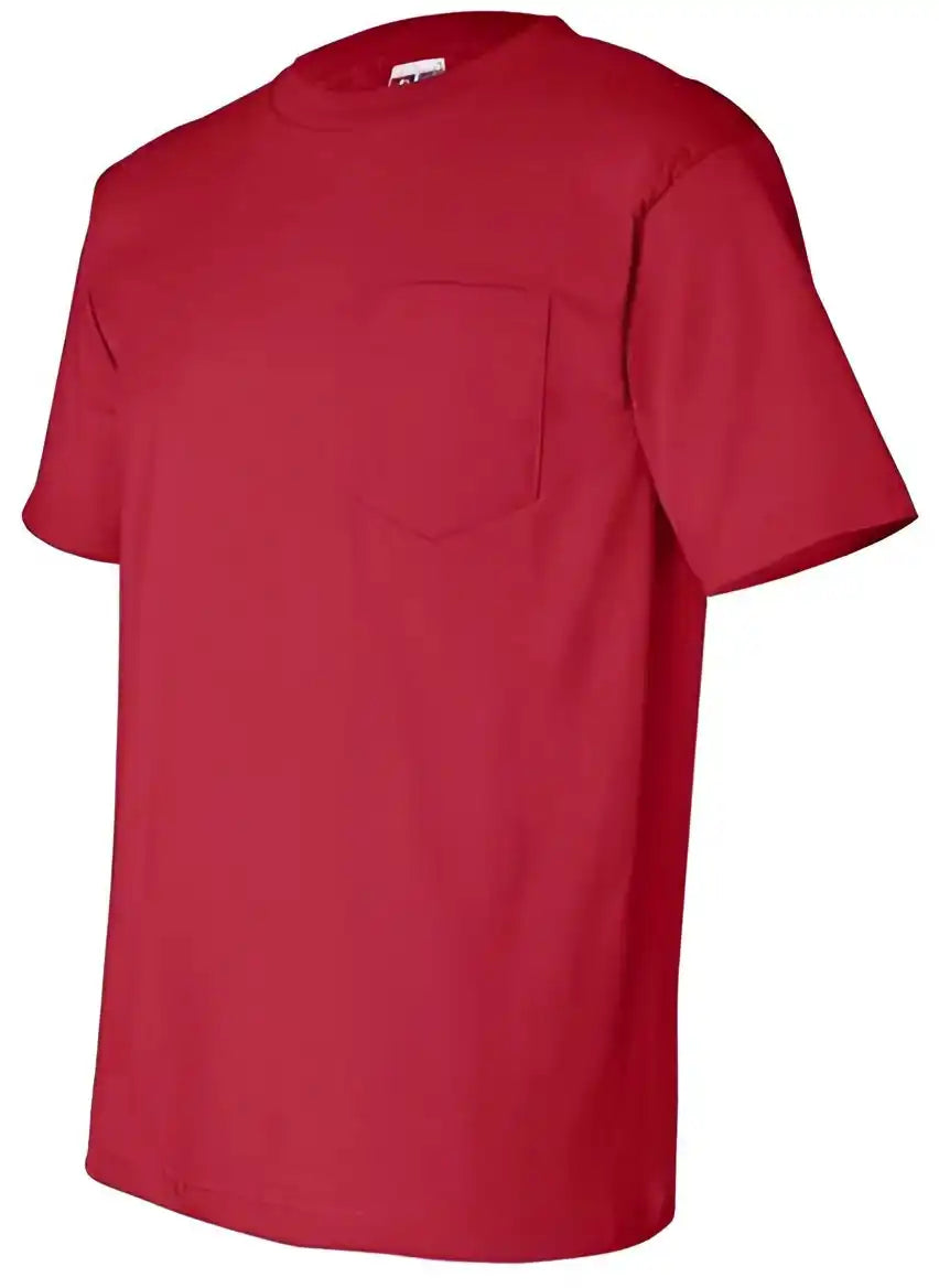 Bayside 7100 Usa Made Short Sleeve t Shirt with a Pocket Red