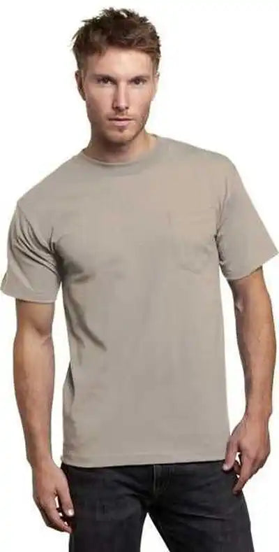 Bayside 7100 Usa-made Short Sleeve T-shirt with a Pocket - Sand